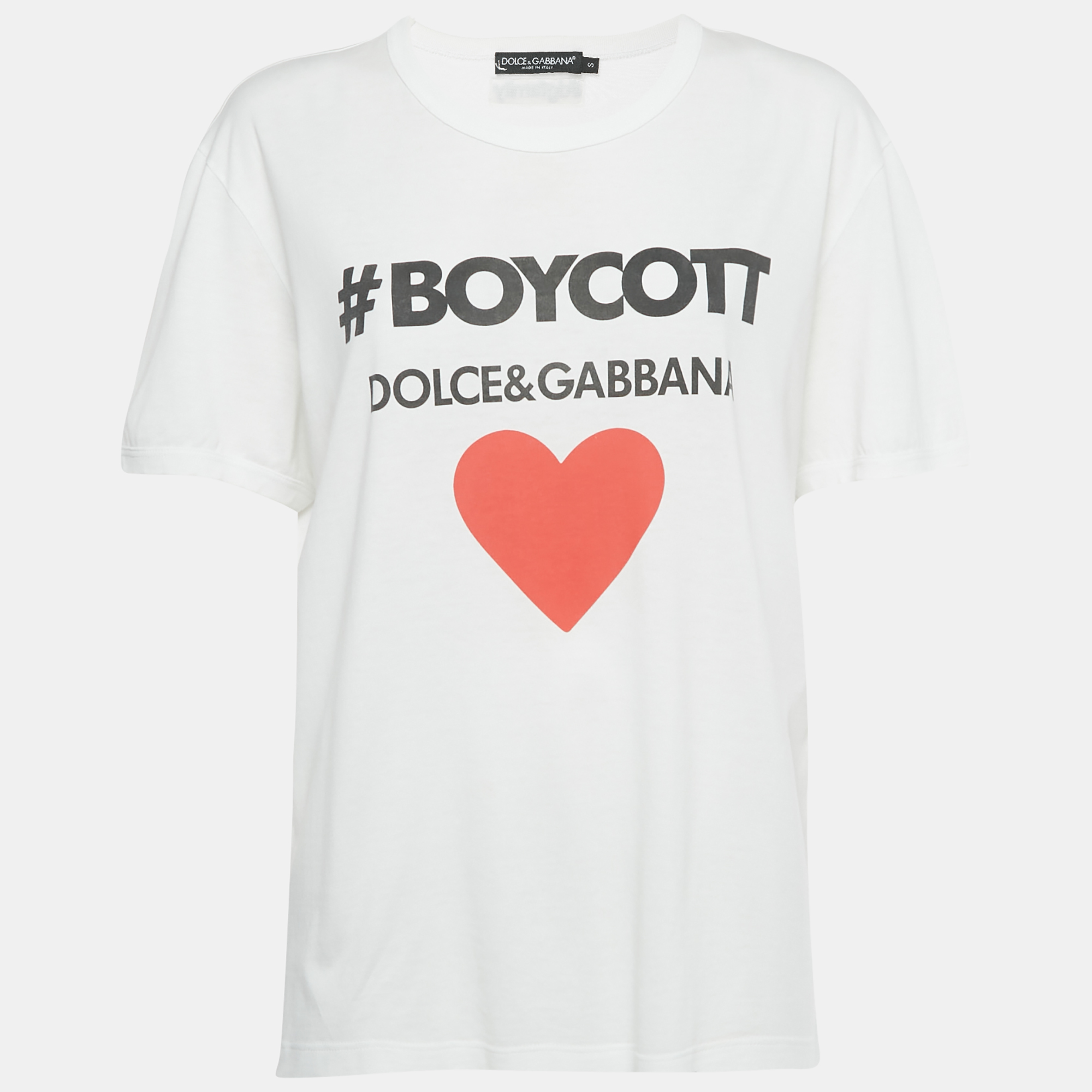 DOLCE & GABBANA Pre-owned White Boycott Logo Print Cotton T-shirt S