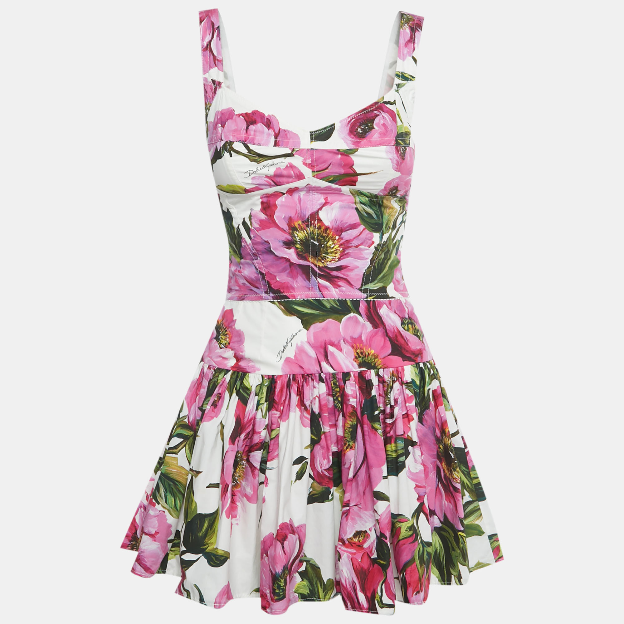 

Dolce & Gabbana White/Pink Floral Print Poplin Set XS