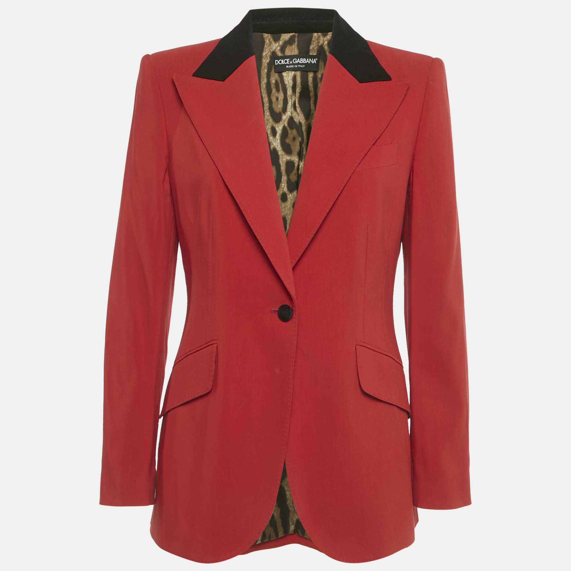 Click to view more detailed imagery on our partner's website Pre-owned Dolce & Gabbana Red Velvet Collar Gabardine Blazer M