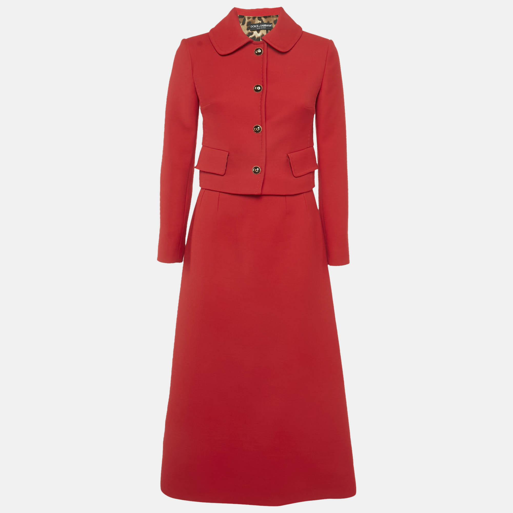 

Dolce & Gabbana Red Wool Jacket & Skirt Set S