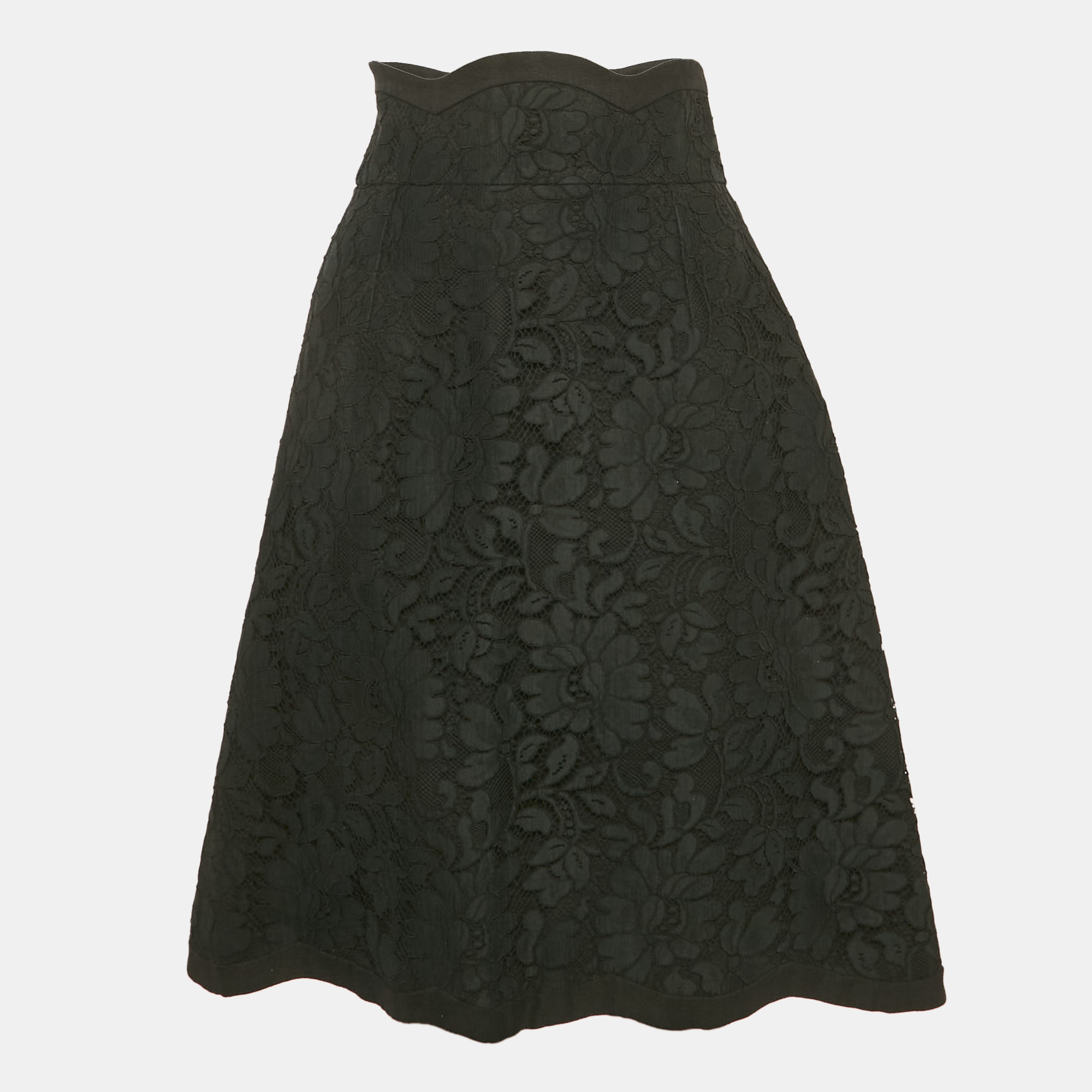 

Dolce & Gabbana Black Lace Midi Skirt M