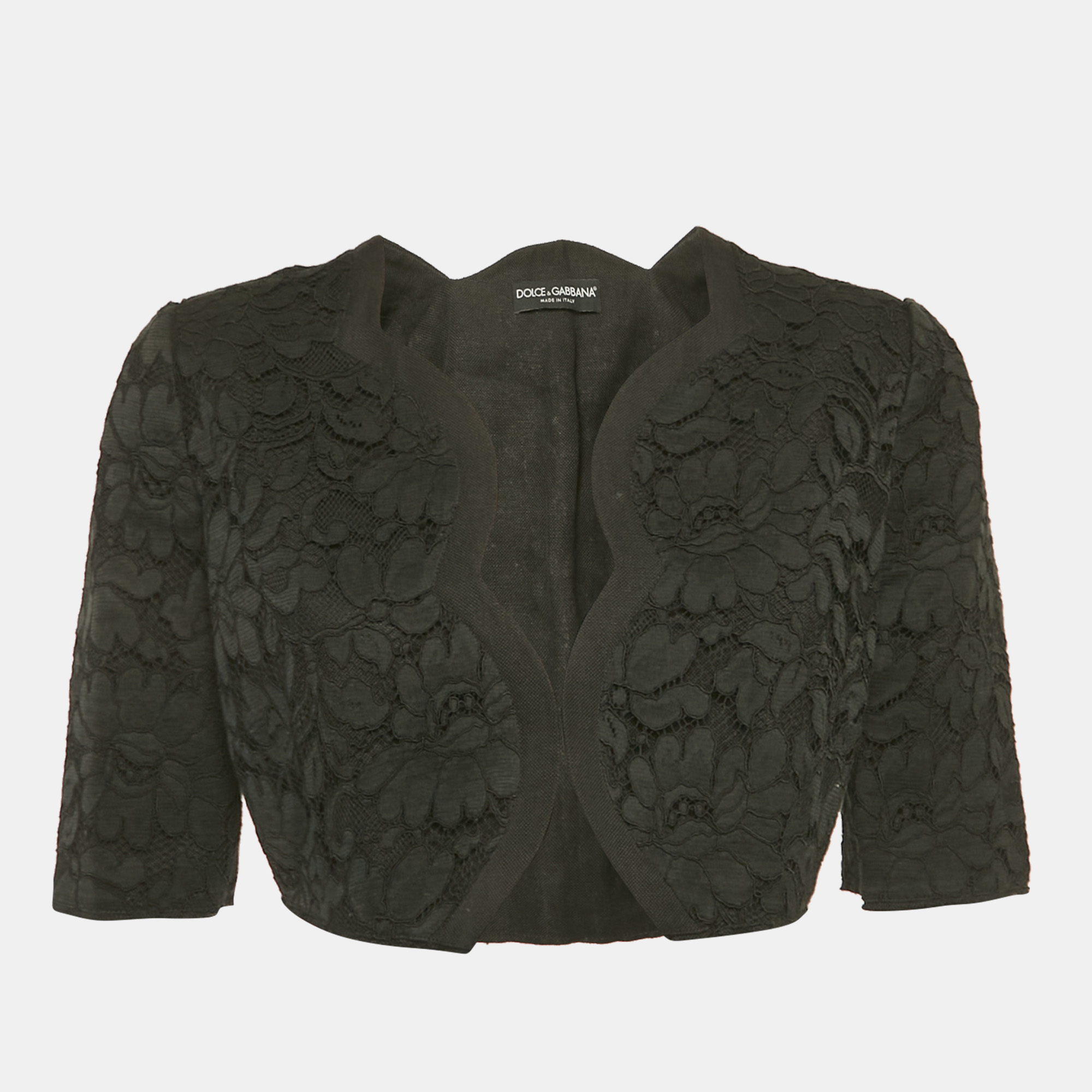 

Dolce & Gabbana Black Cord Lace Crop Jacket M