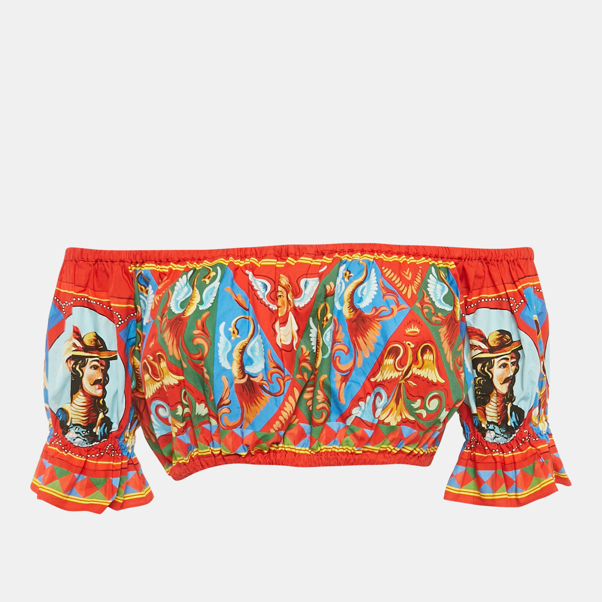 

Dolce & Gabbana Red/Blue Carretto Print Crop Top S