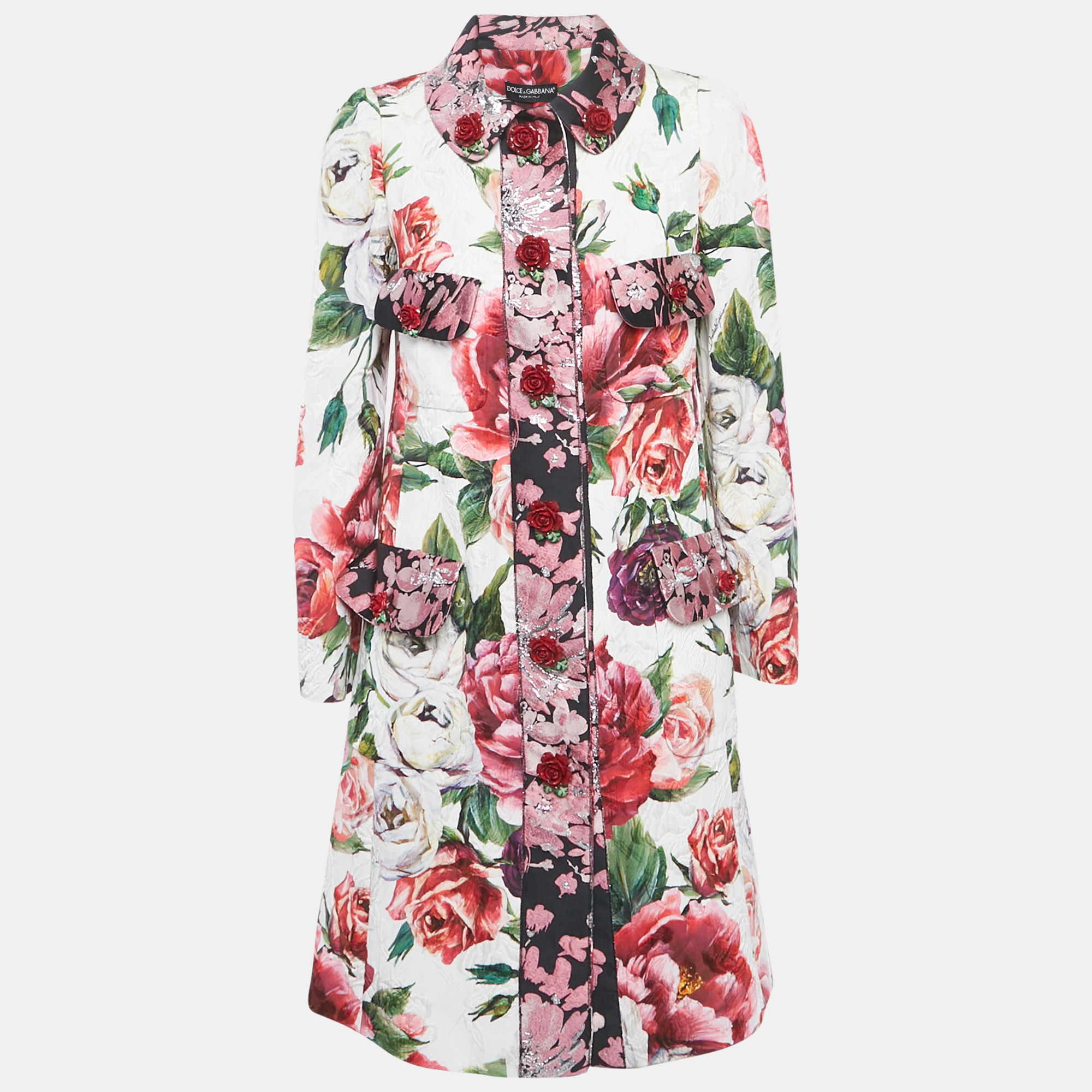 

Dolce & Gabbana Multicolour Brocade Floral Print Mid Length Coat S, Multicolor