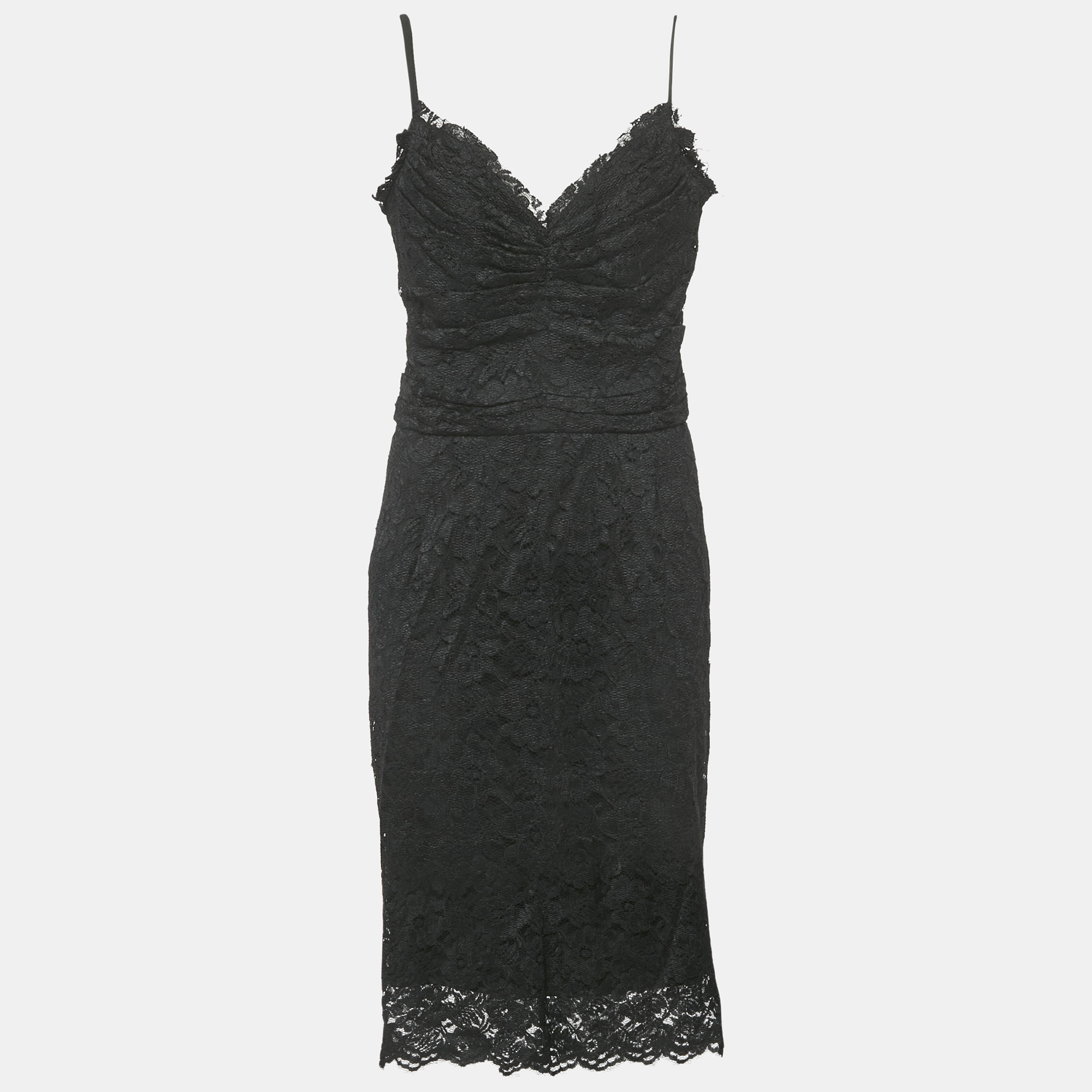 

Dolce & Gabbana Black Lace Sleeveless Midi Dress L