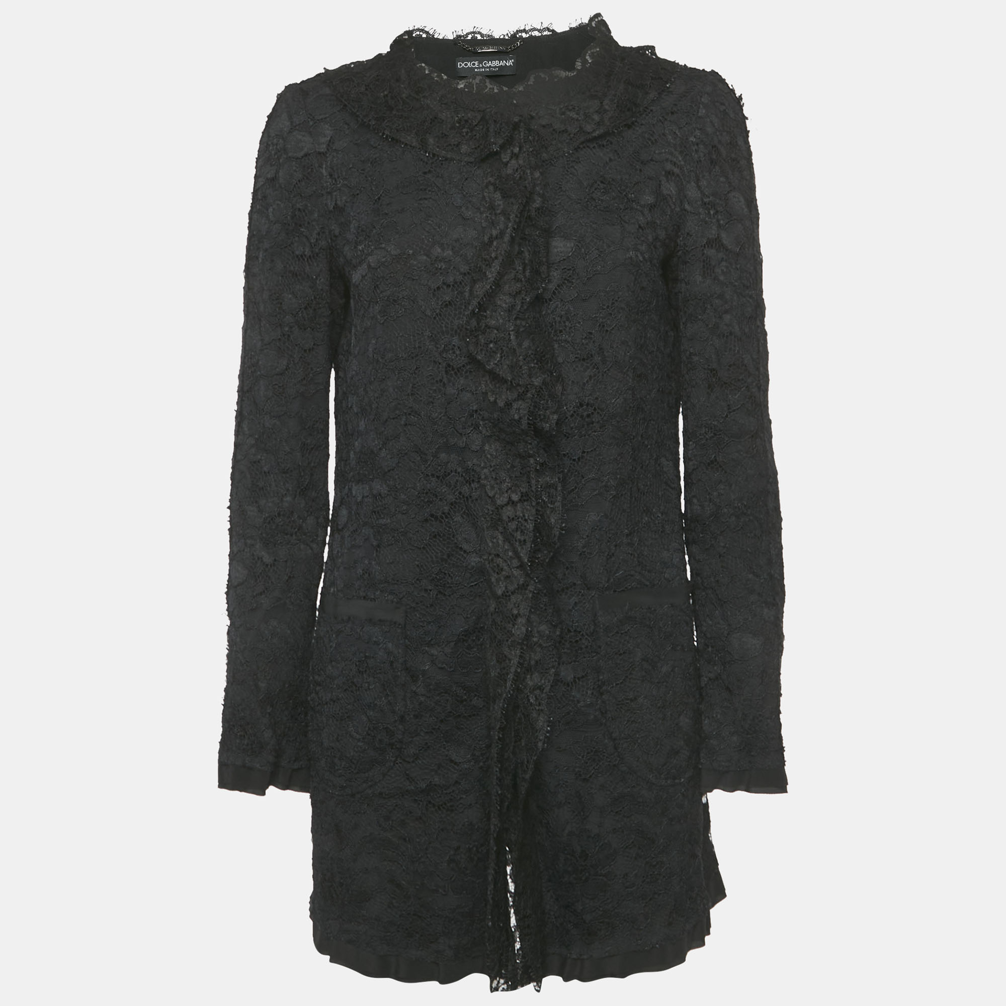 

Dolce & Gabbana Black Lace Ruffle Detail Jacket M