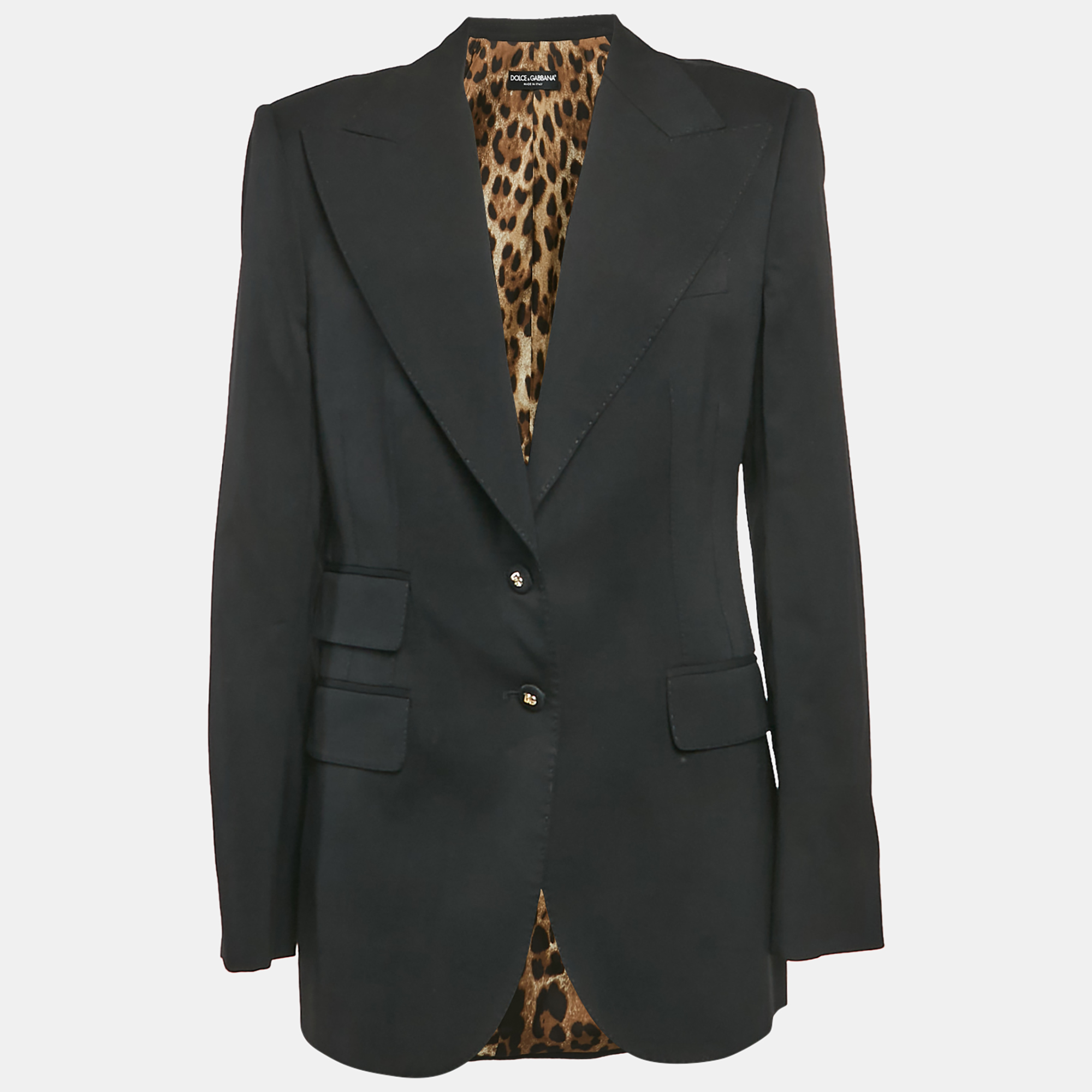 

Dolce & Gabbana Black Wool Peak Lapel Collar Blazer L