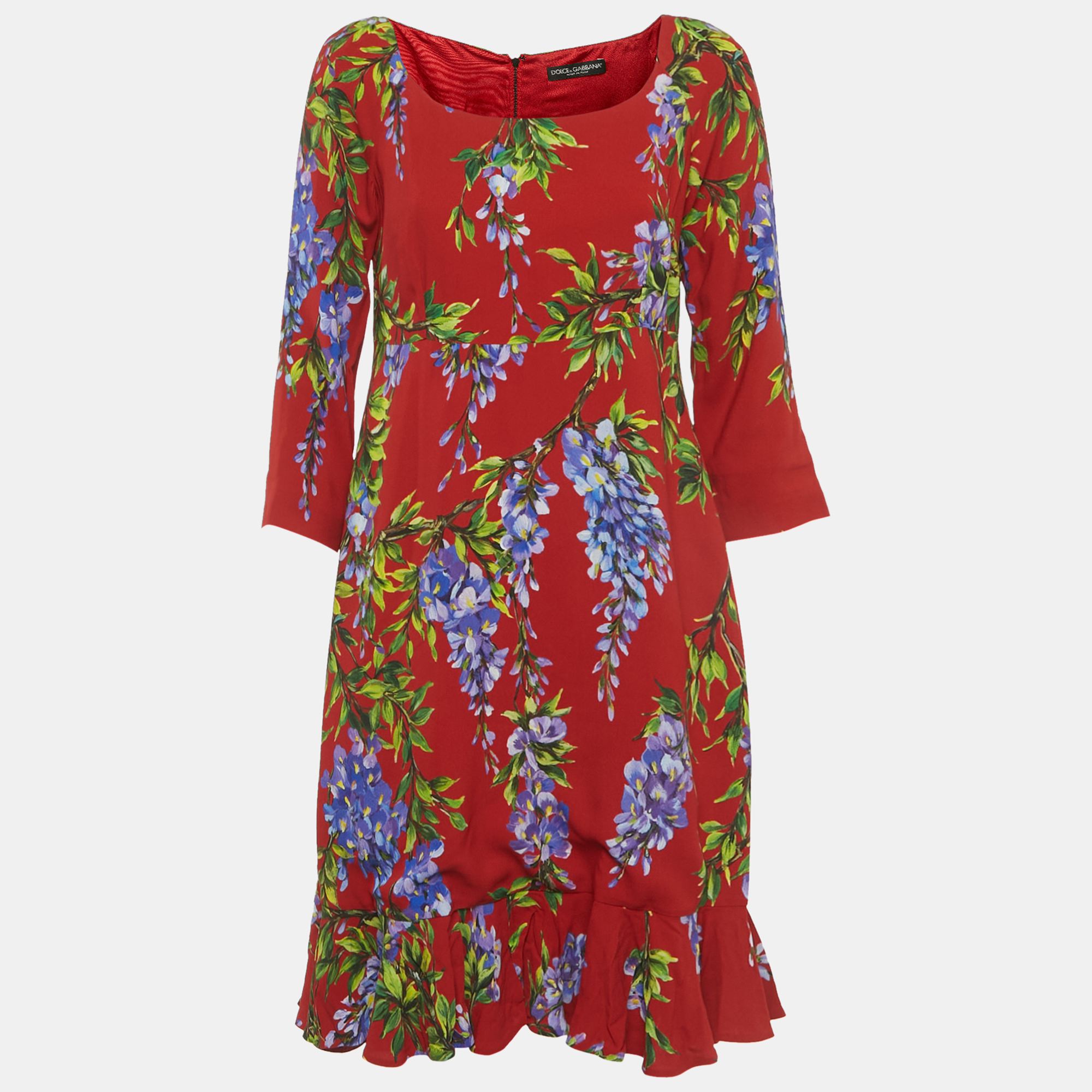 

Dolce & Gabbana Red Floral Print Crepe Mini Dress M