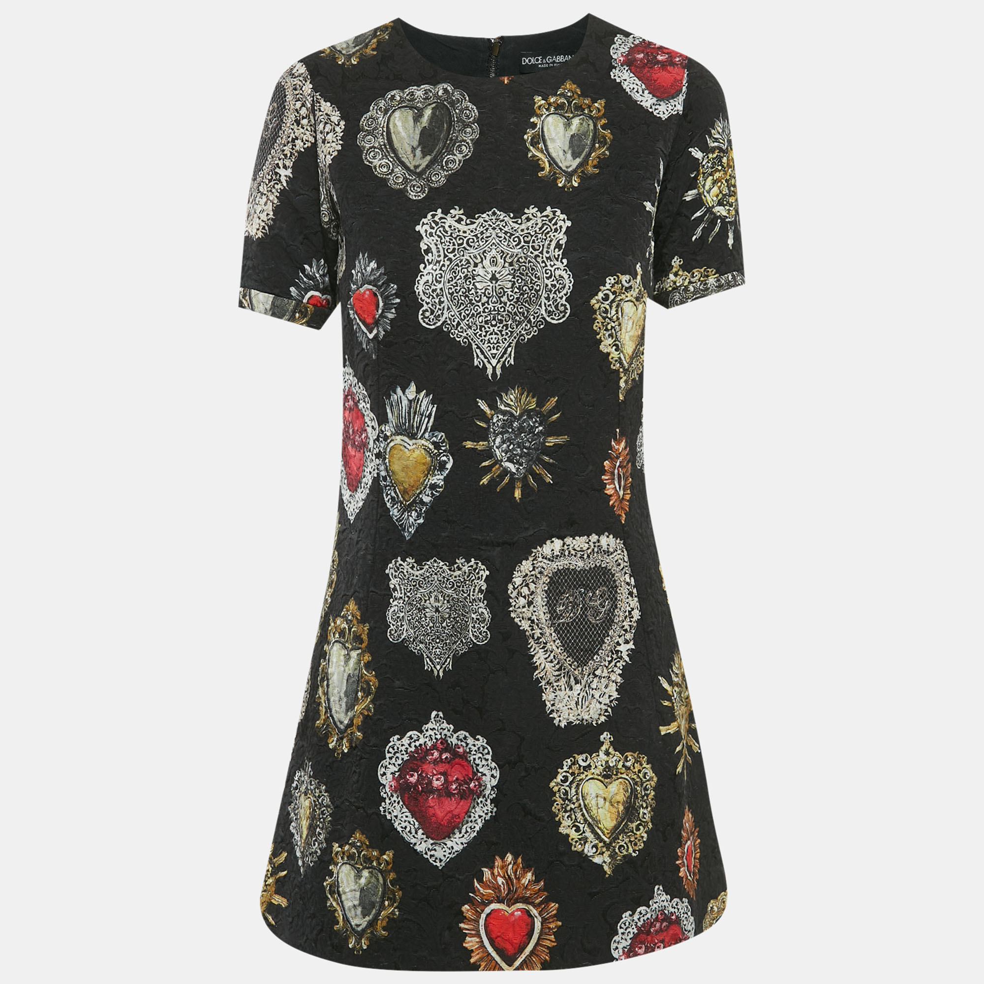 

Dolce & Gabbana Black Crest printed Cotton Jacquard Mini Dress M