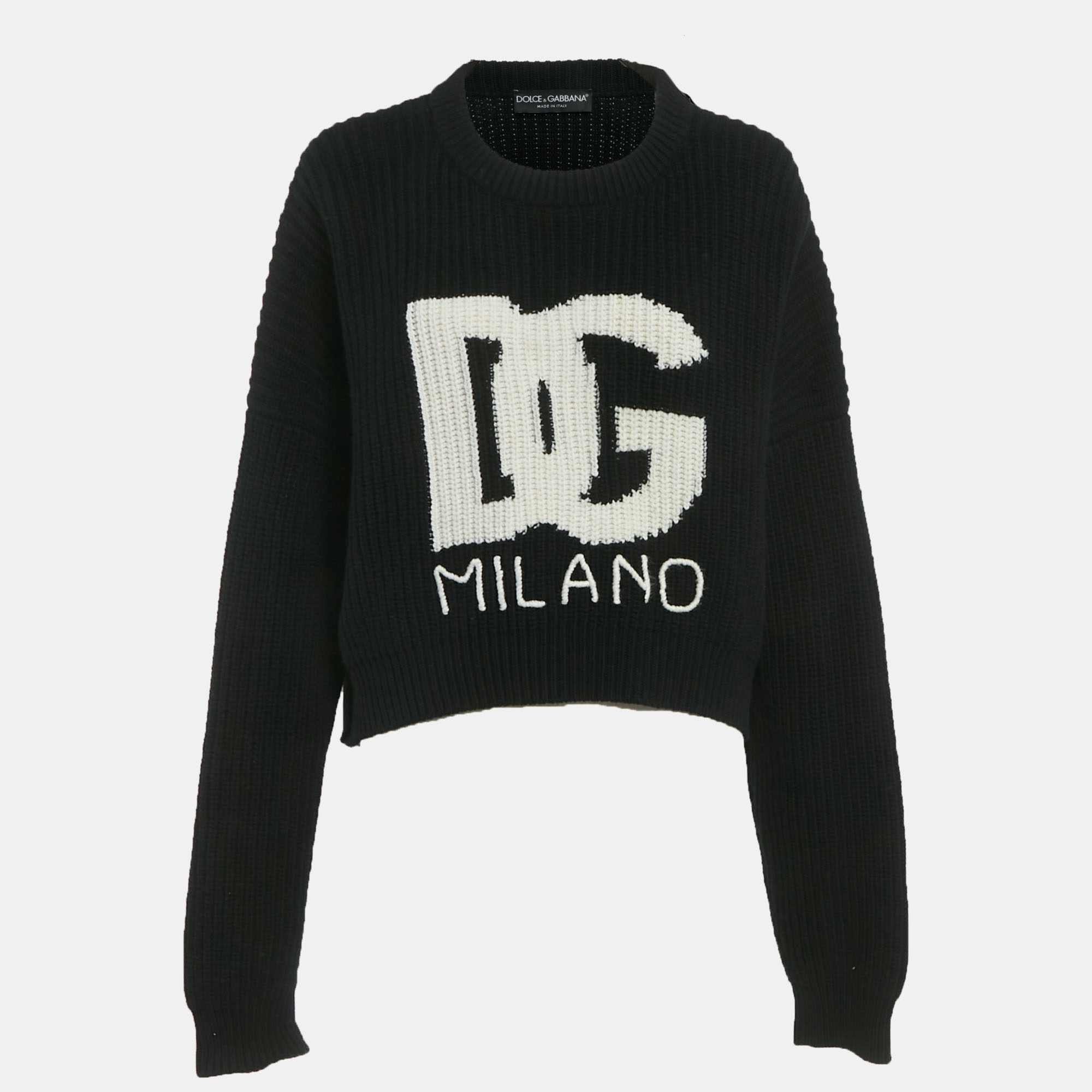 

Dolce & Gabbana Black DG Intarsia Rin Knit Sweater L