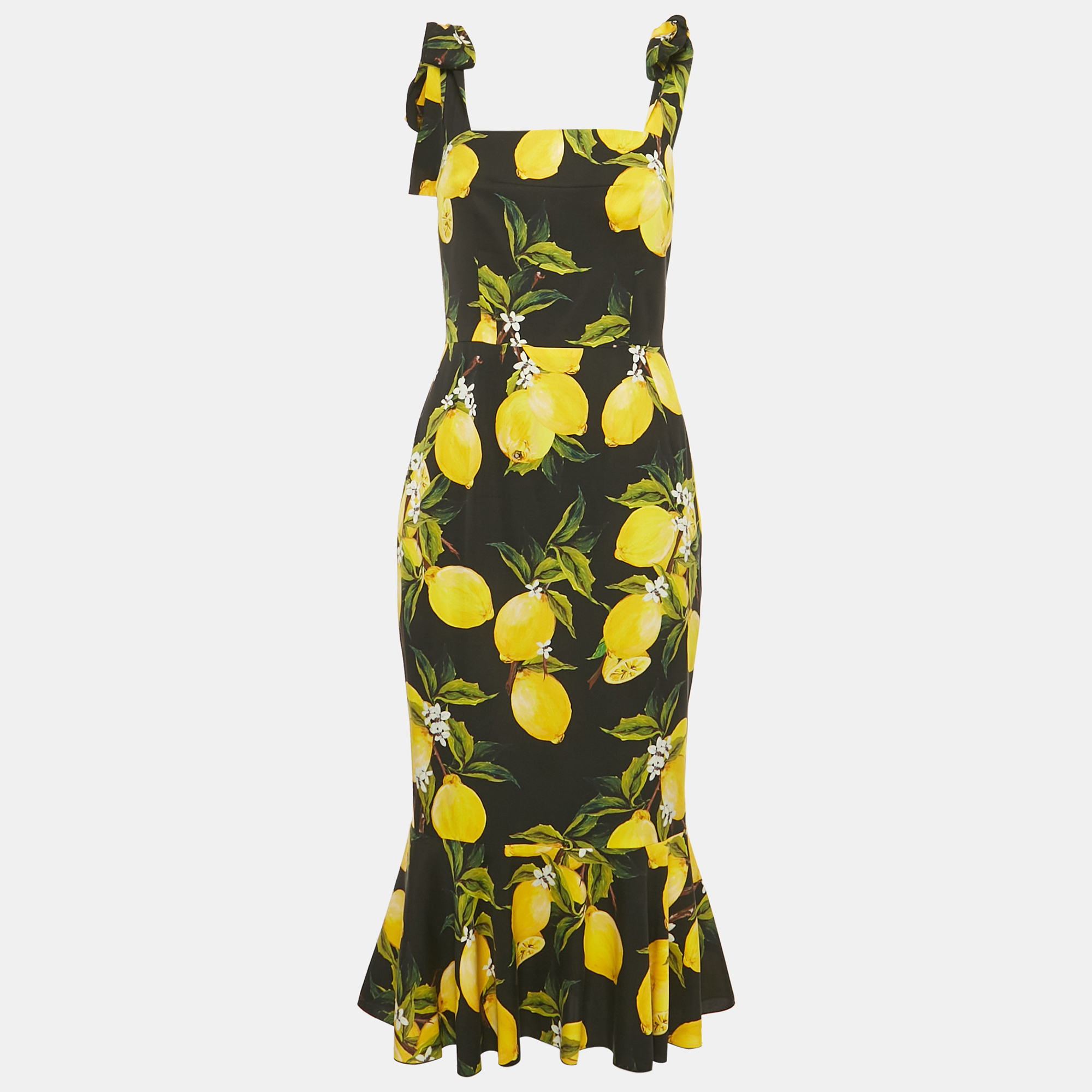 

Dolce & Gabbana Black Lemon Print Silk Blend Sheath Dress M