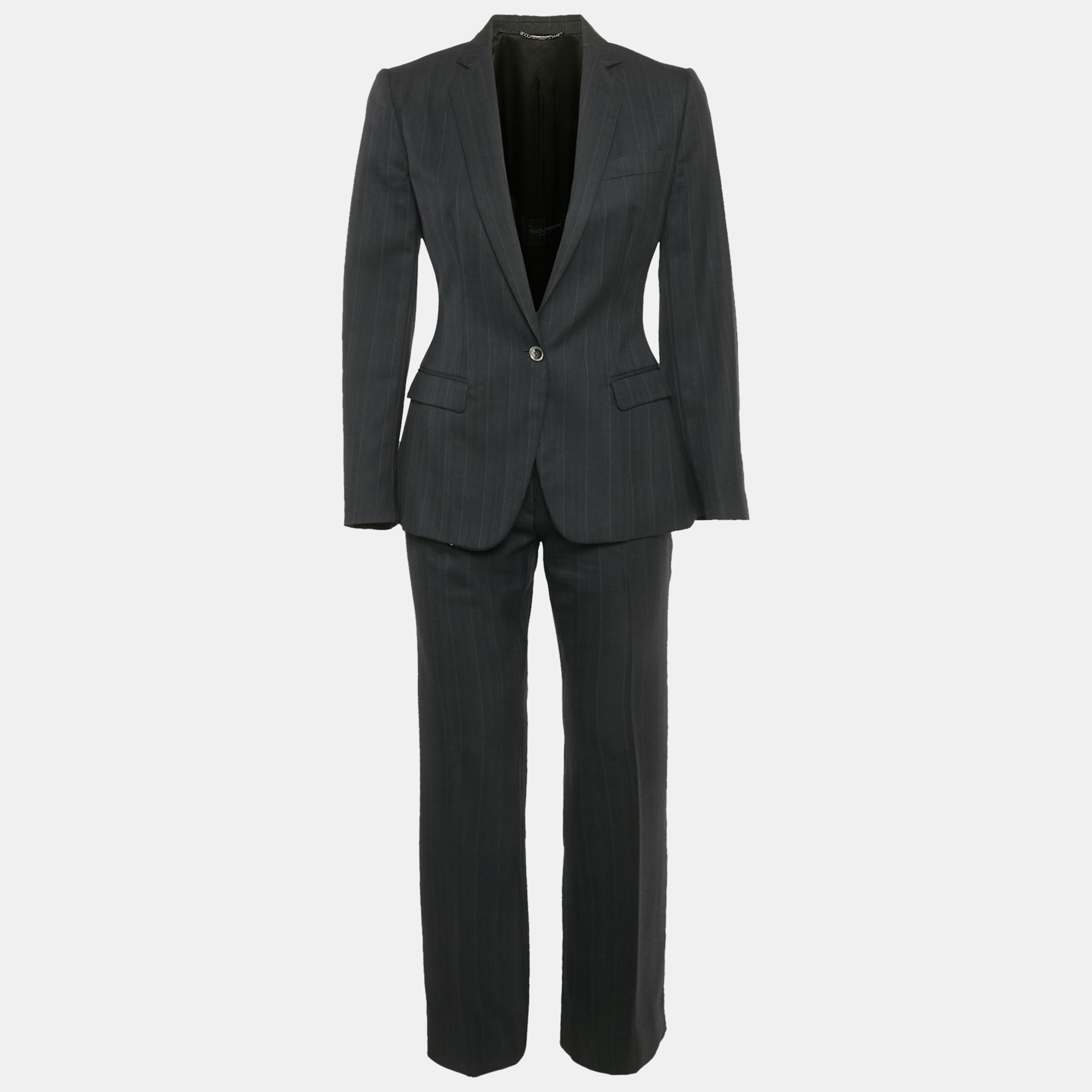 

Dolce & Gabbana Grey Pinstripe Blazer & Pant Suit Set S