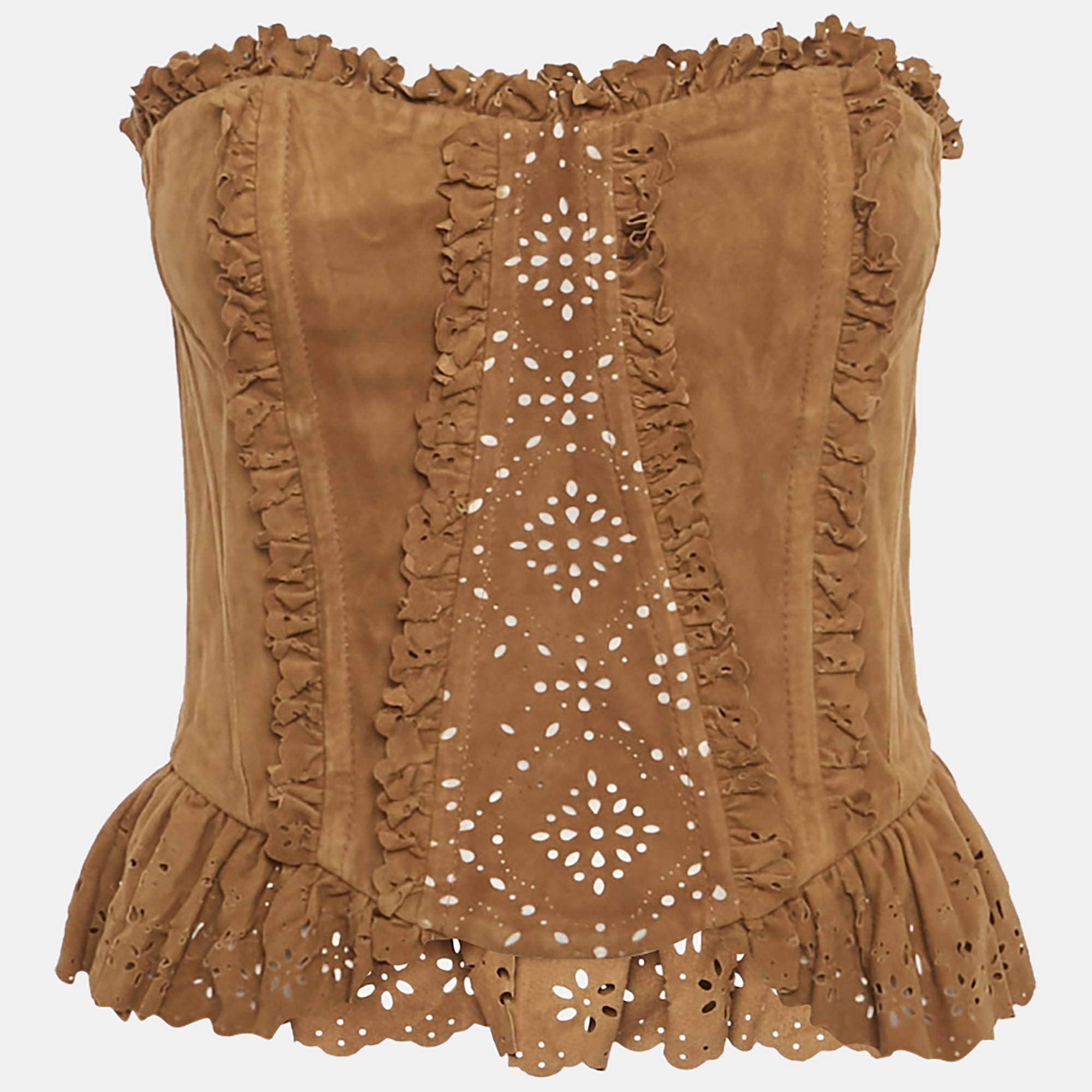 

D&G Brown Suede Corset Top S