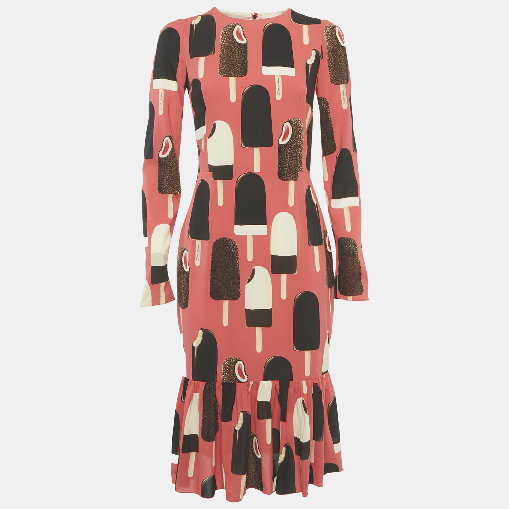 

Dolce & Gabbana Pink Gelato Popsicle-Print Silk Charmeuse Dress S