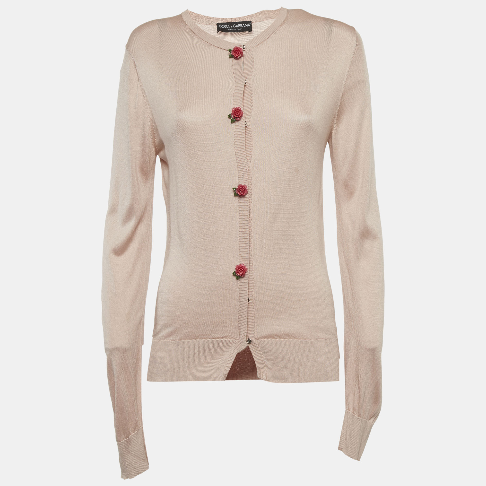 

Dolce & Gabbana Pink Silk Knit Cardigan S