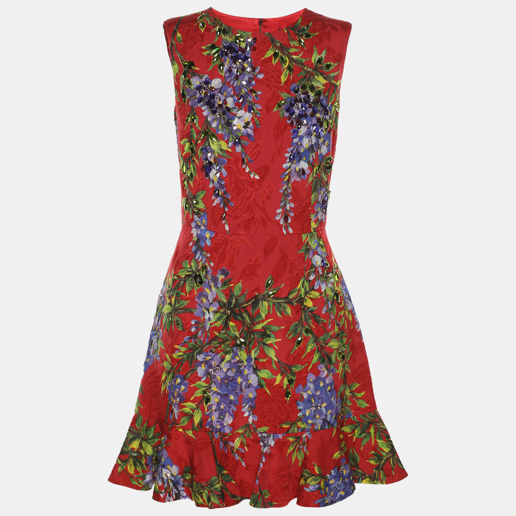 

Dolce & Gabbana Red Printed Jacquard Dress S
