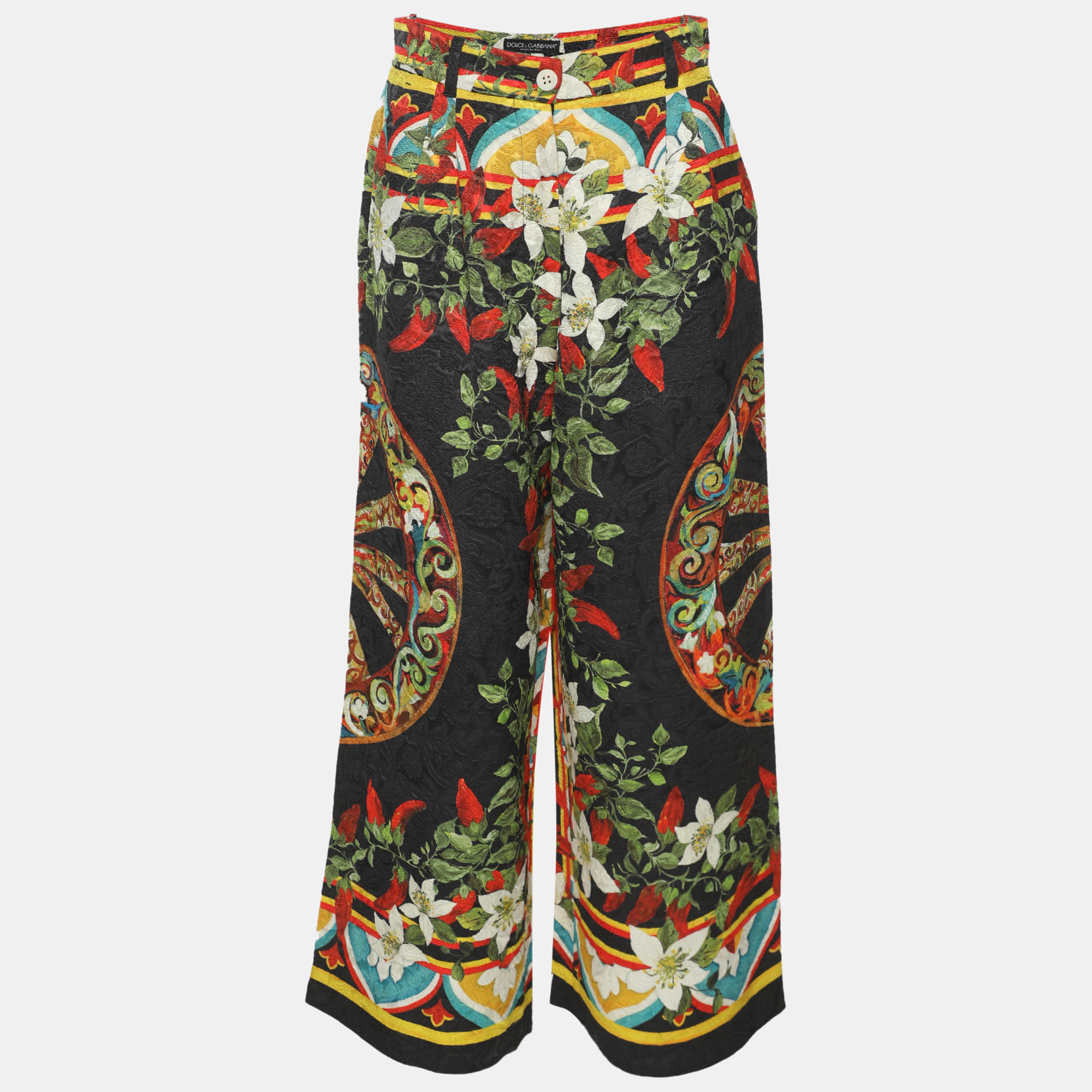 

Dolce & Gabbana Multicolor Printed Jacquard Palazzo Pant S