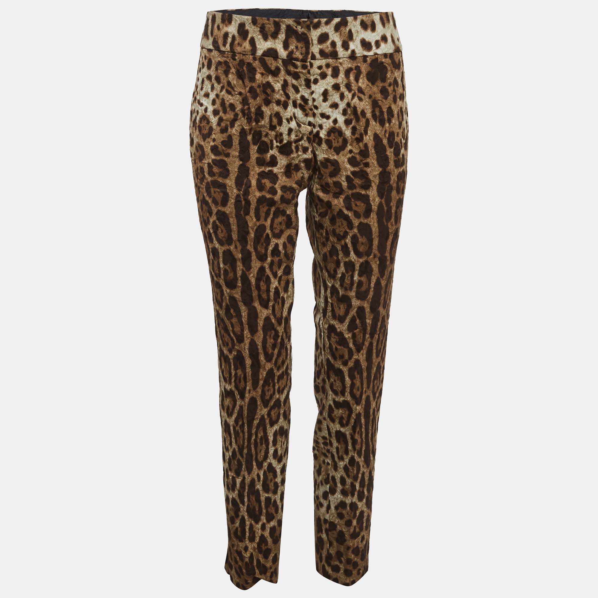 

Dolce & Gabbana Brown Leopard Jacquard Pants M