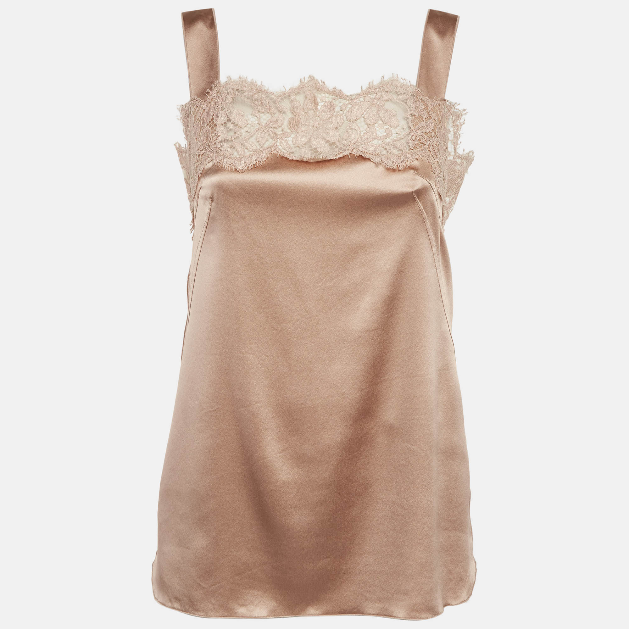 

Dolce & Gabbana Beige Silk Lace Detail Camisole S