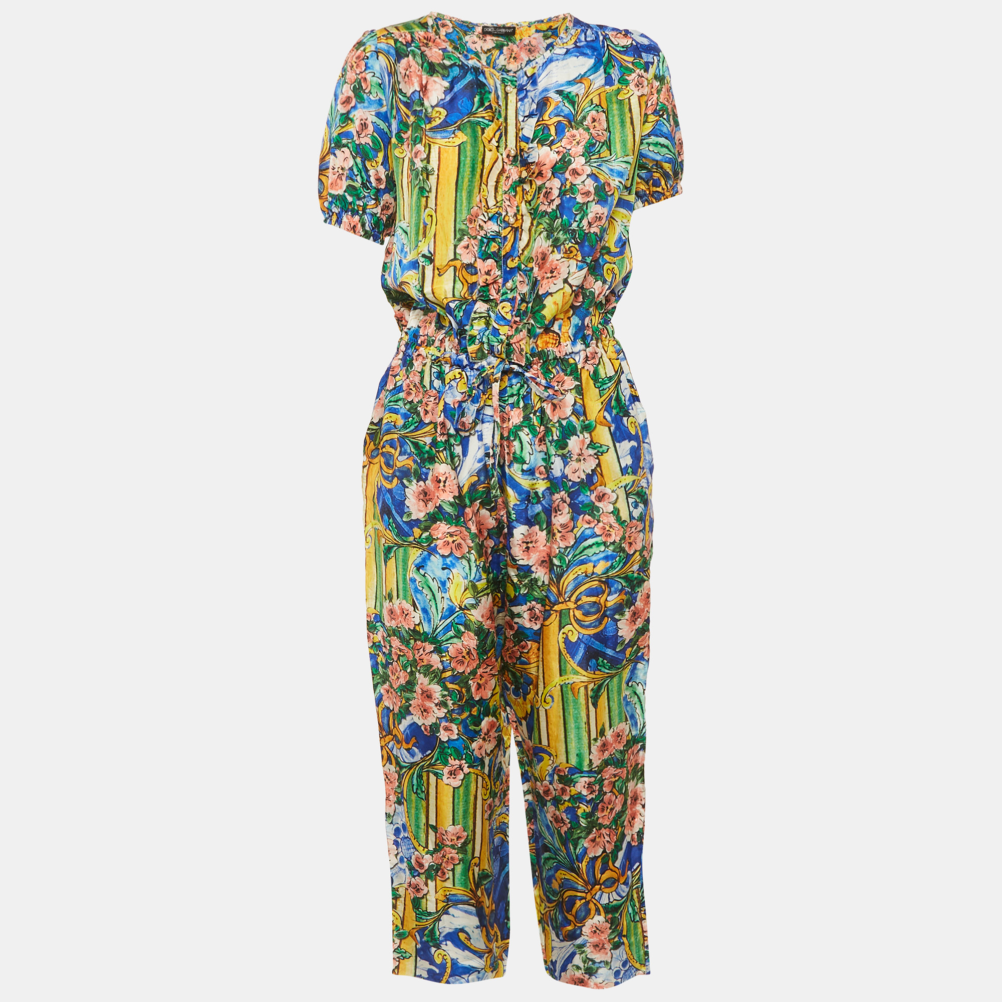 

Dolce & Gabbana Multicolor Floral Print Silk Frilled Jumpsuit M