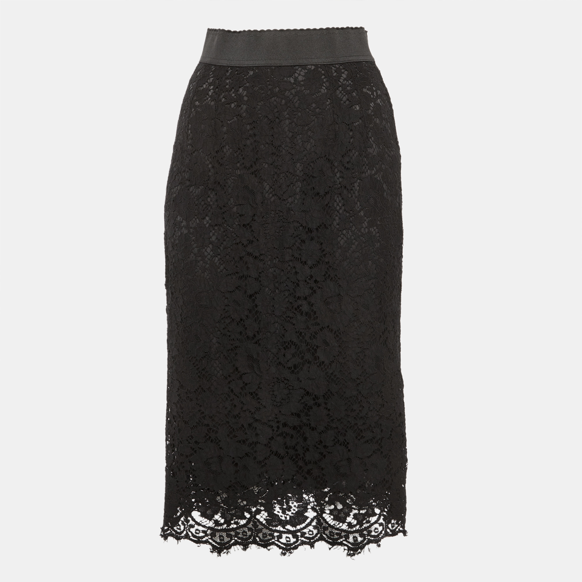

Dolce & Gabbana Black Lace Midi Skirt S