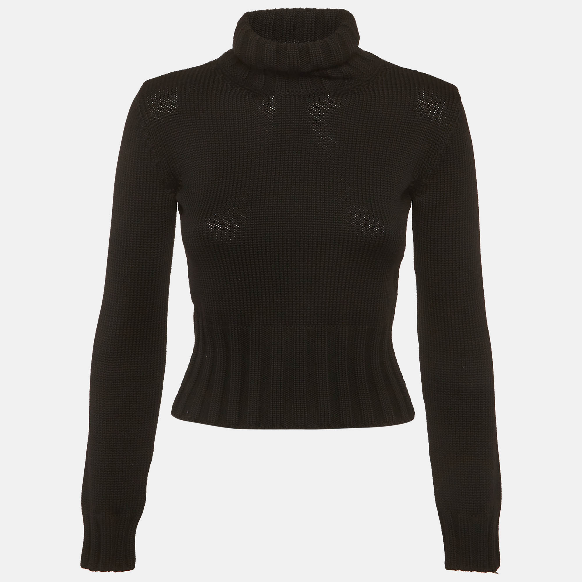 

Dolce & Gabbana Black Rib Knit Turtle Neck Sweater S