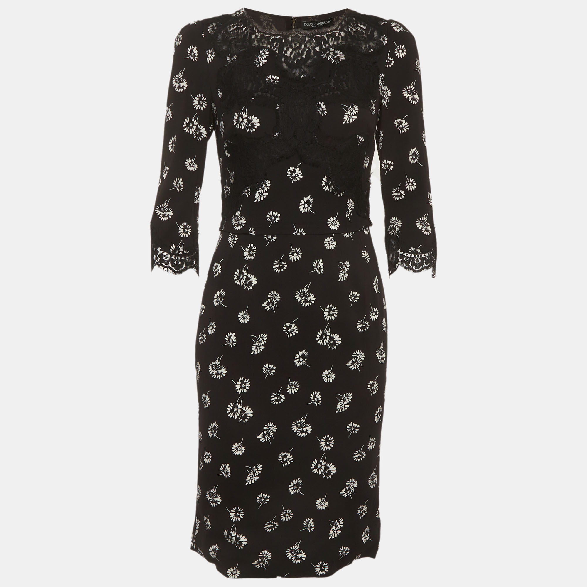

Dolce & Gabbana Black Floral Print Crepe Mini Dress M