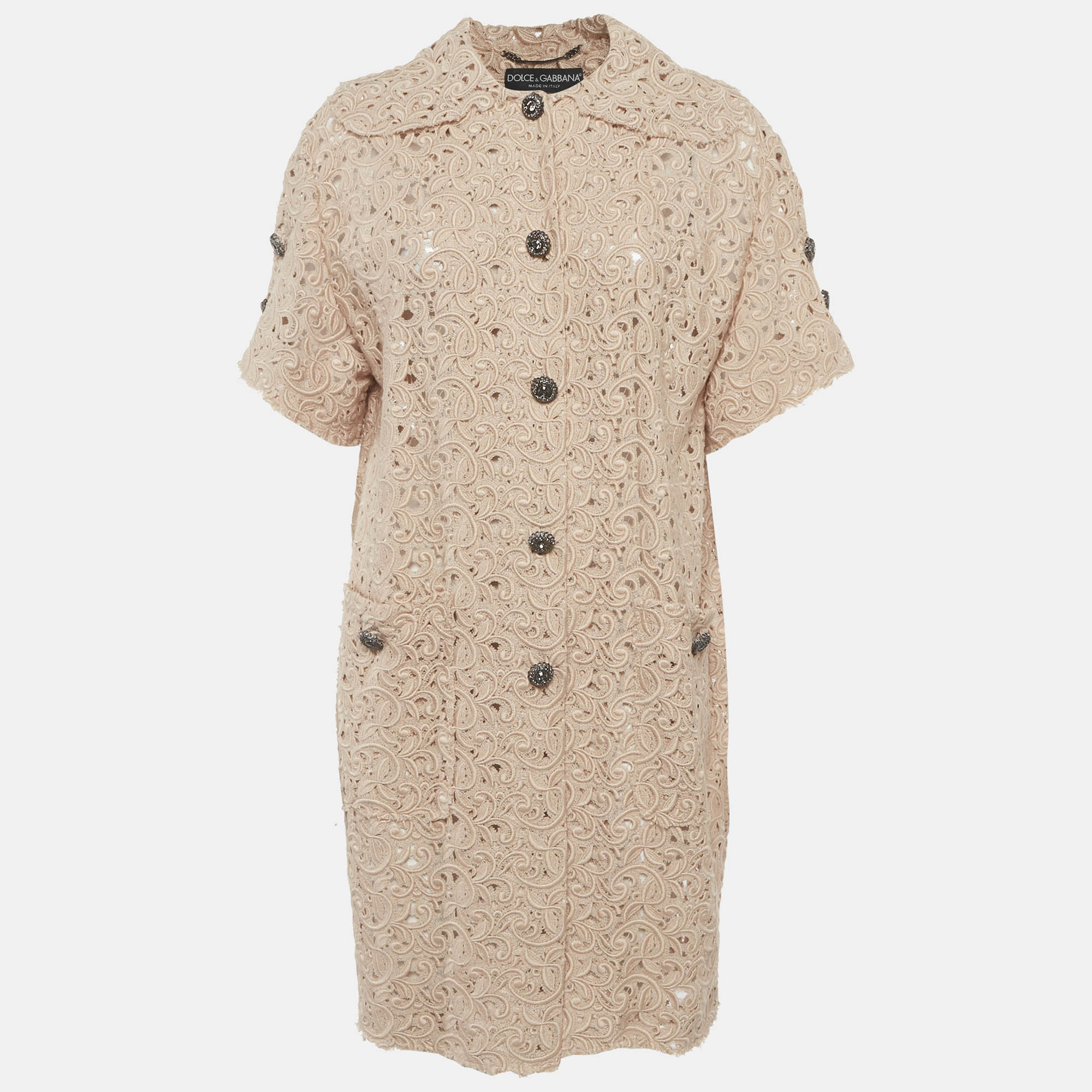 

Dolce & Gabbana Pink Lace Sheer Coat XS