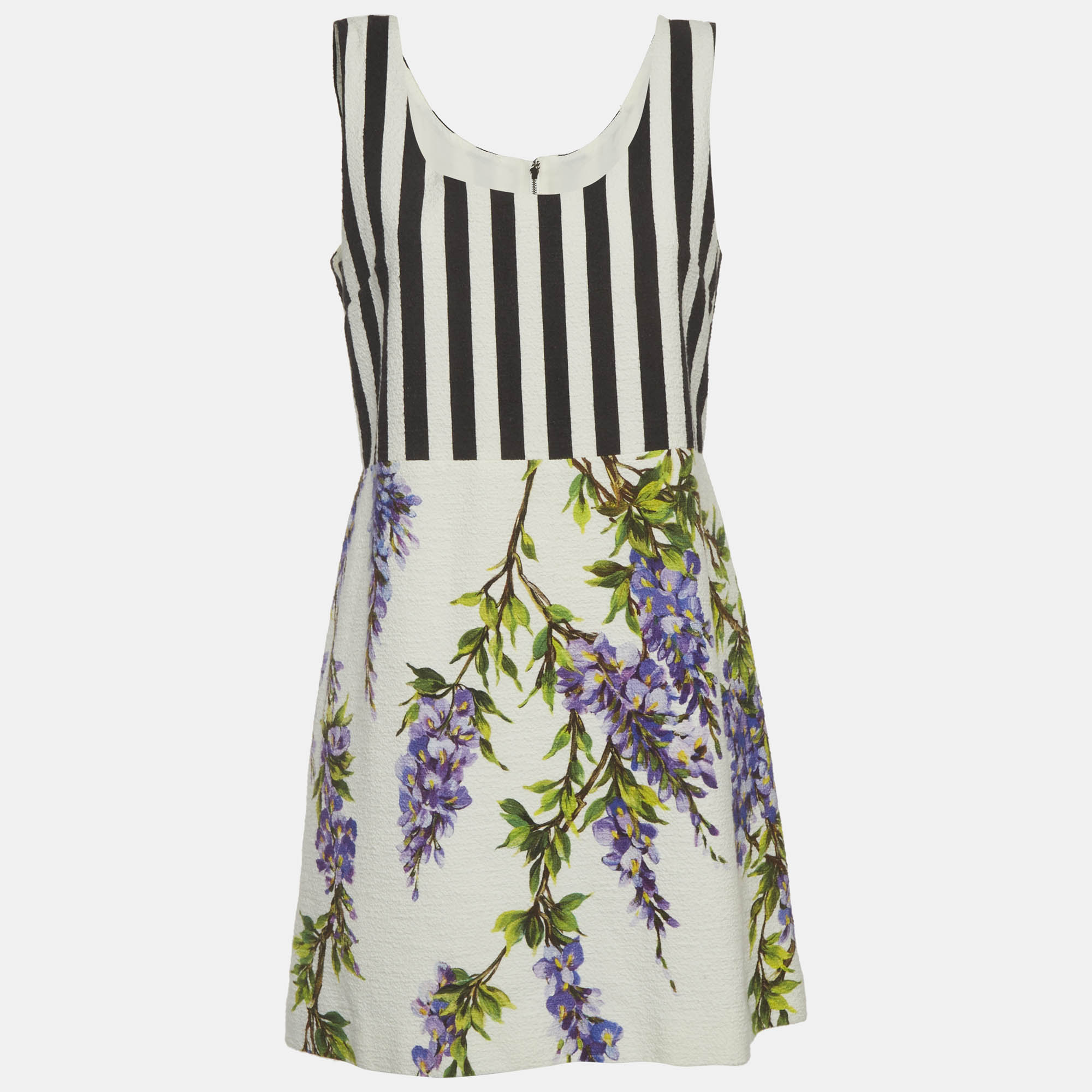

Dolce & Gabbana White/Black Printed Cotton Mini Dress M