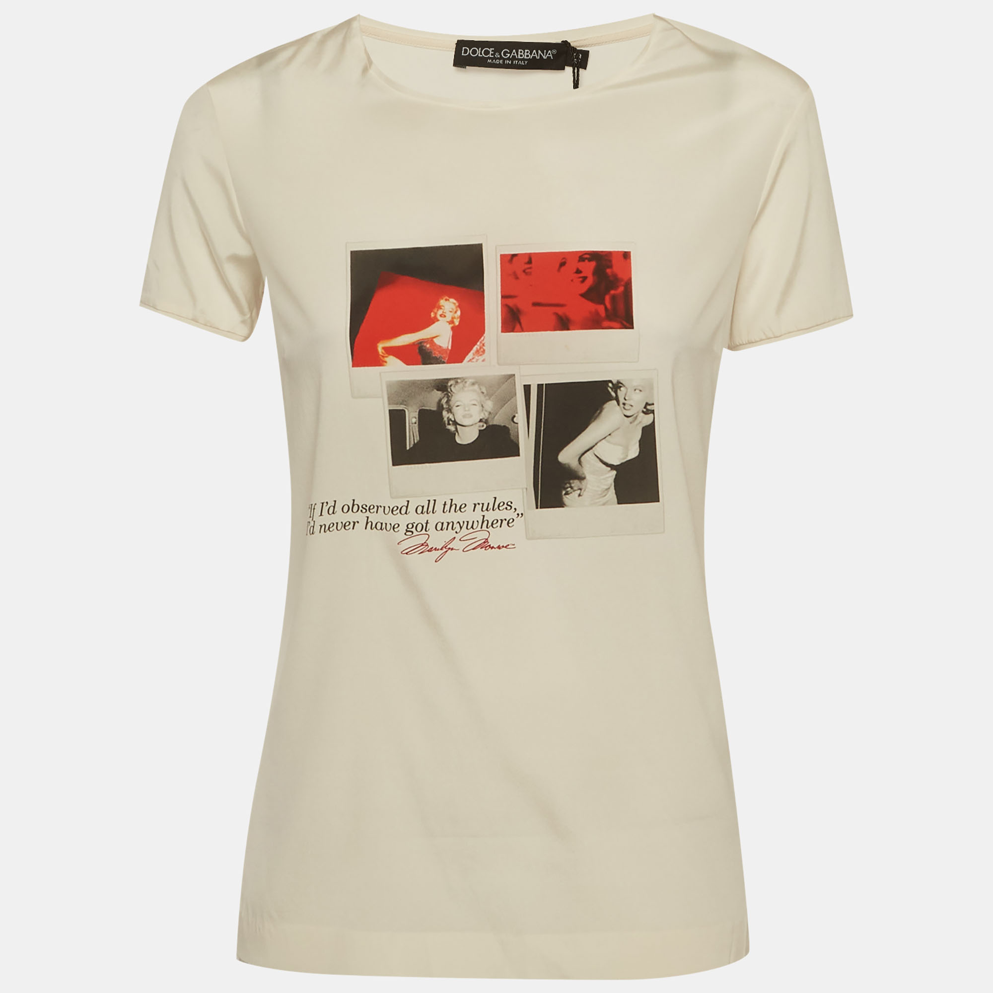 

Dolce & Gabbana Cream Marilyn Monroe Print Silk Blend Top M