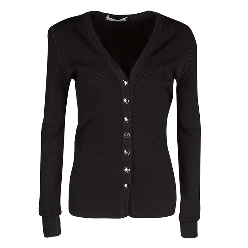 Pre Owned Dolce and Gabbana Black Ribbed Cardigan M