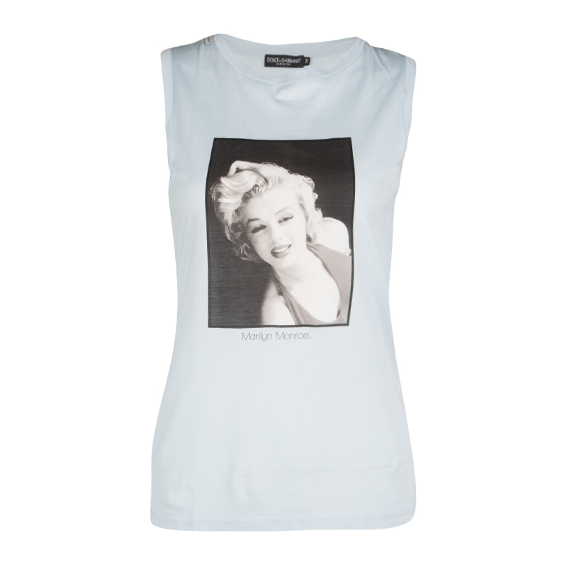 Dolce and Gabbana Blue Marilyn Monroe Tank Top S