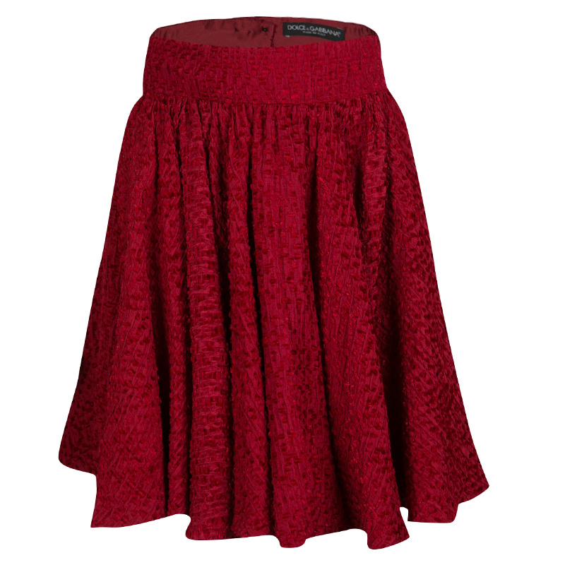 Pre Owned تنورة دولتشي أند غابانا فيل كوب حمراء واسعة S