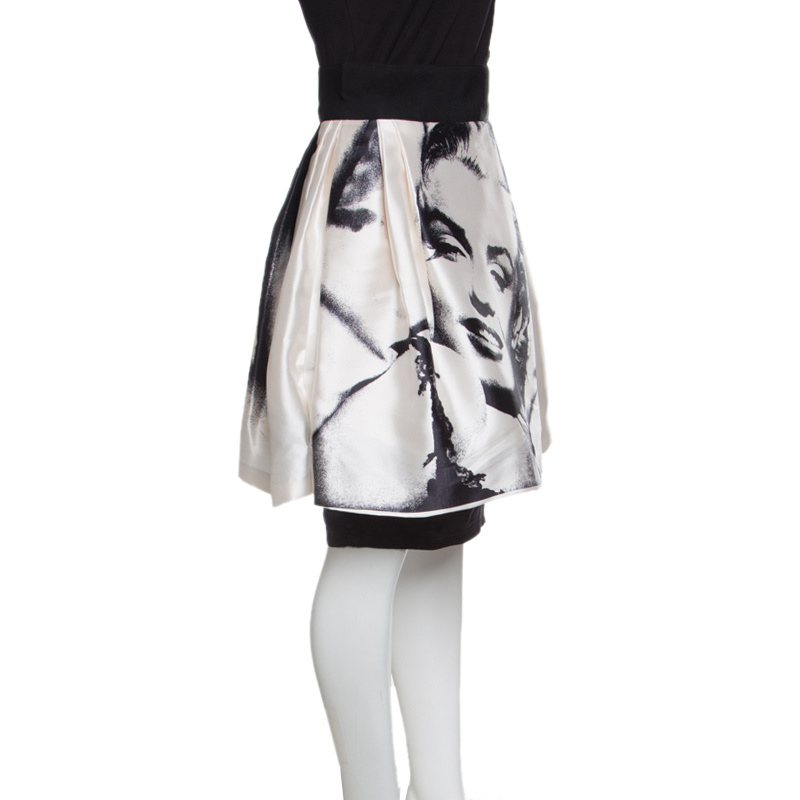 

Dolce & Gabbana Monochrome Marilyn Monroe Face Print Silk Pleated Skirt, White