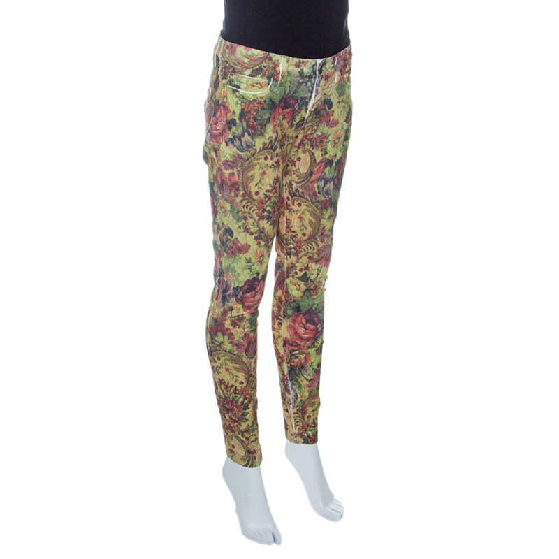 

Dolce & Gabbana Floral Printed Corduroy Skinny Pretty Pants, Multicolor