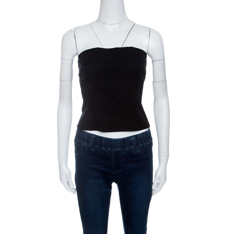 Pre Owned Dolce and Gabbana Black Knit Strapless Top M