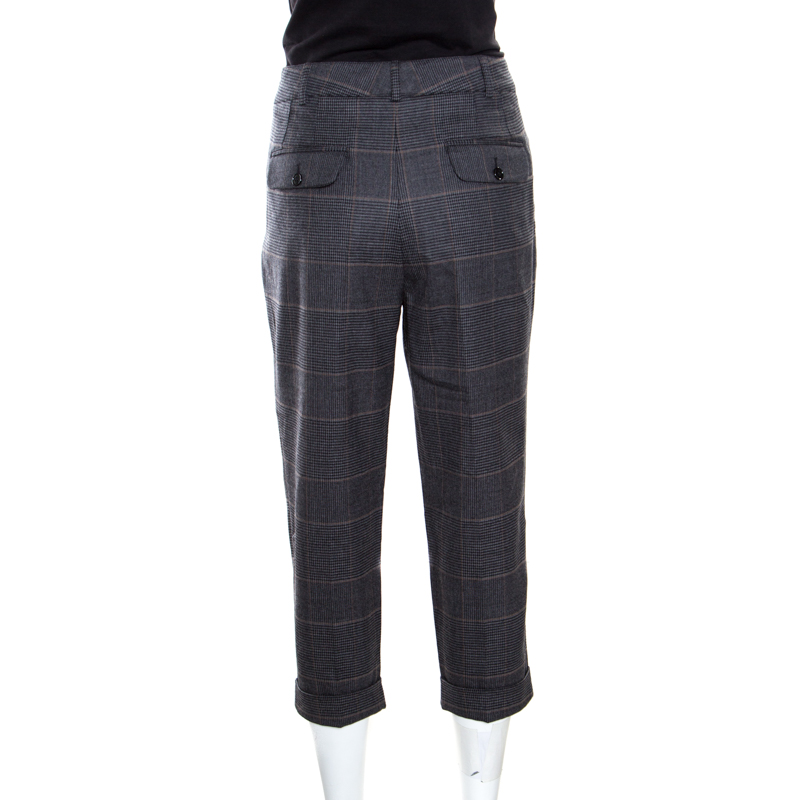 grey wool cropped trousers