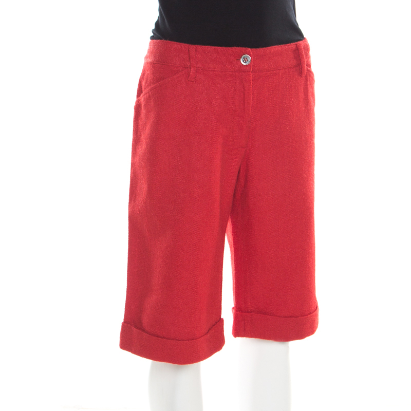 

Dolce and Gabbana Red Cotton and Linen Bermuda Shorts