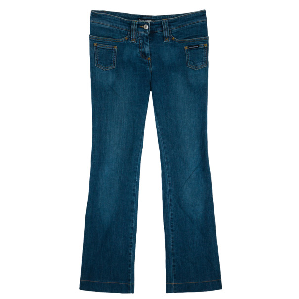 Pre Owned Dolce and Gabbana Buckle Pocket Denim Jeans S