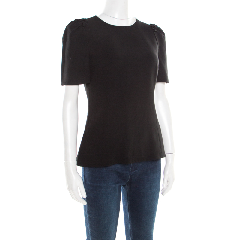 

Dolce and Gabbana Black Ruffled Short Sleeve Blouse