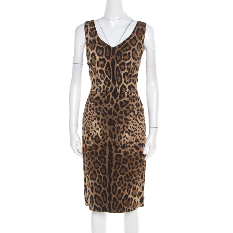 

Dolce & Gabbana Brown Animal Printed Sleeveless Dress and Coat Set