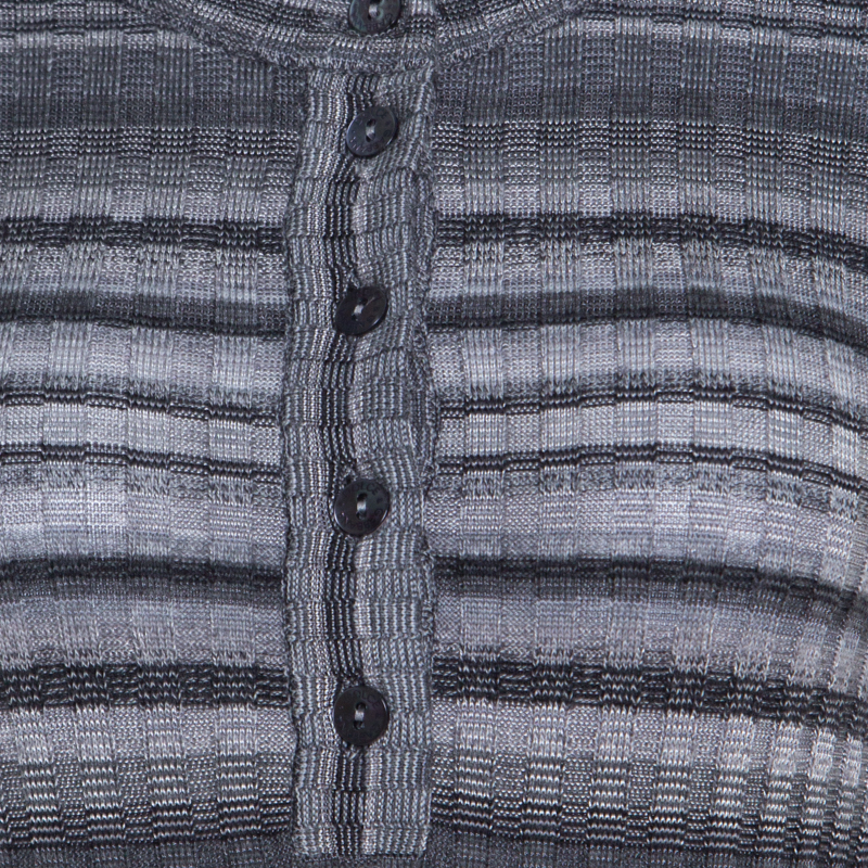 Pre-owned Dolce & Gabbana Grey Ribbed Knit Stripe Long Sleeve Sweater Top M