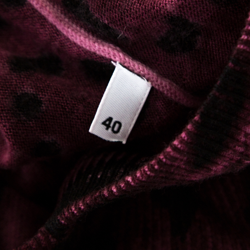 Pre-owned Dolce & Gabbana Mulberry Purple Leopard Print Wool Sweater Top S