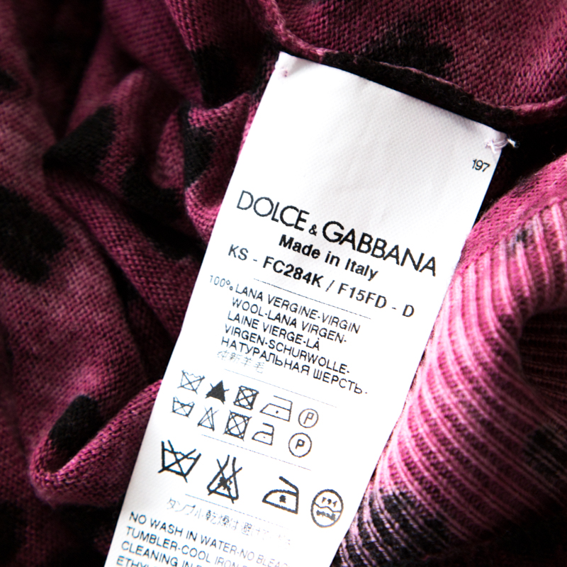 Pre-owned Dolce & Gabbana Mulberry Purple Leopard Print Wool Sweater Top S