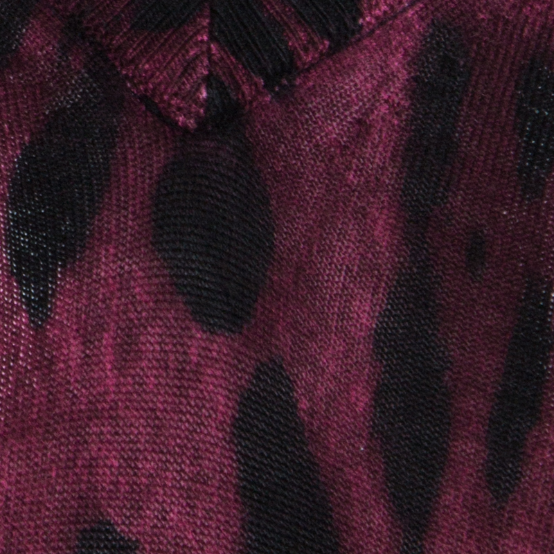 Pre-owned Dolce & Gabbana Mulberry Purple Leopard Print Wool Sweater Top S