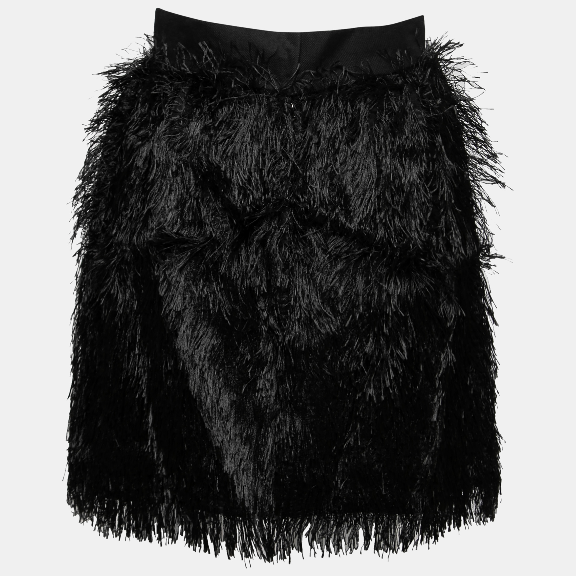 

Dolce & Gabbana Black Textured Fringed Mini Skirt