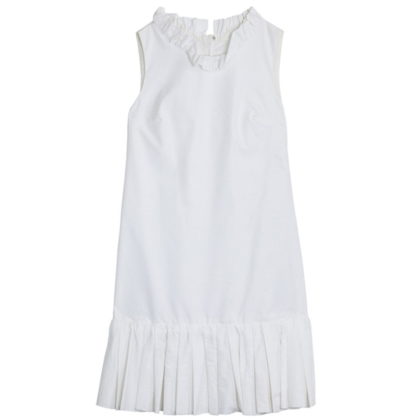 Pre Owned Dolce and Gabbana Cotton Pleated Dress S