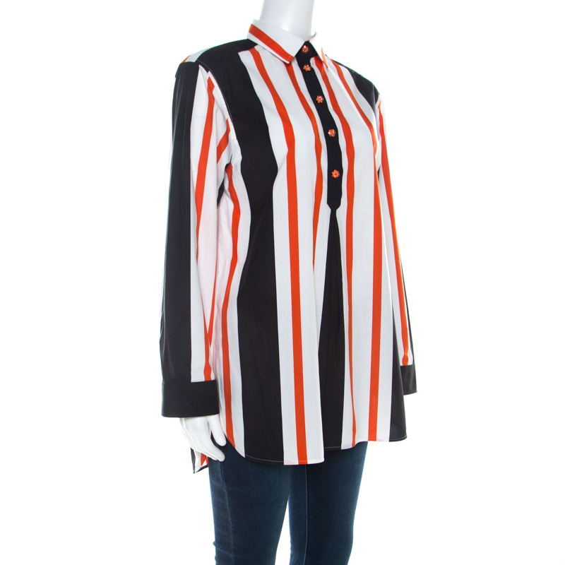 

Dolce & Gabbana Multicolor Striped Cotton Long Sleeve Blouson Top