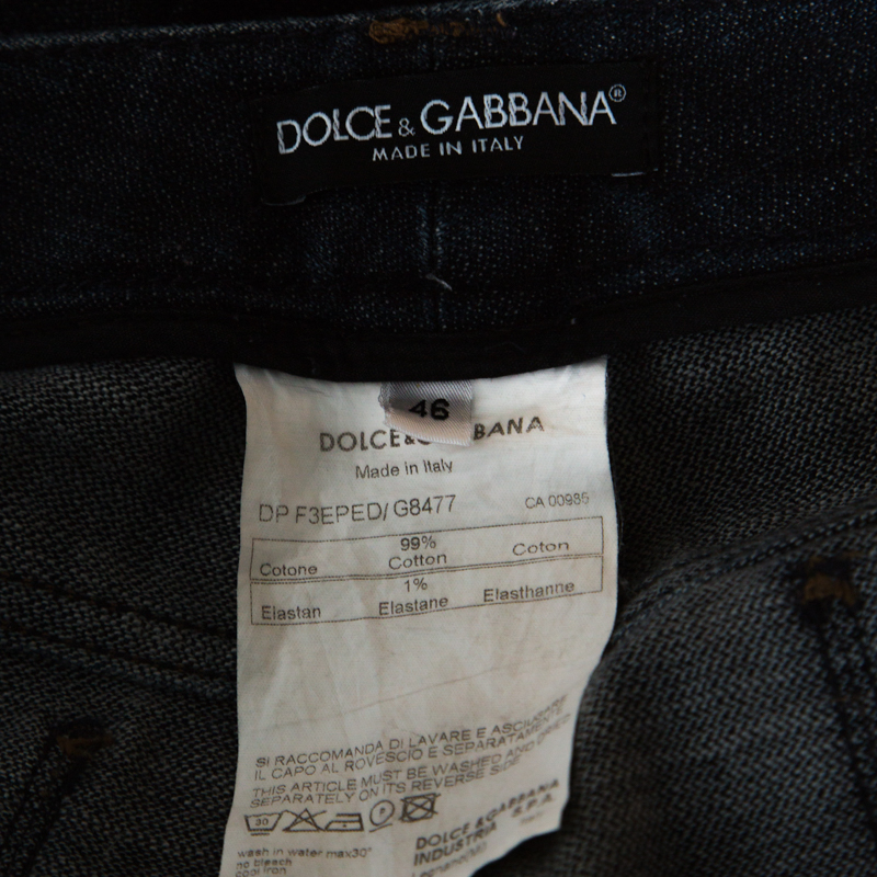 Pre-owned Dolce & Gabbana Indigo Dark Wash Denim Tapered Jeans L In Blue