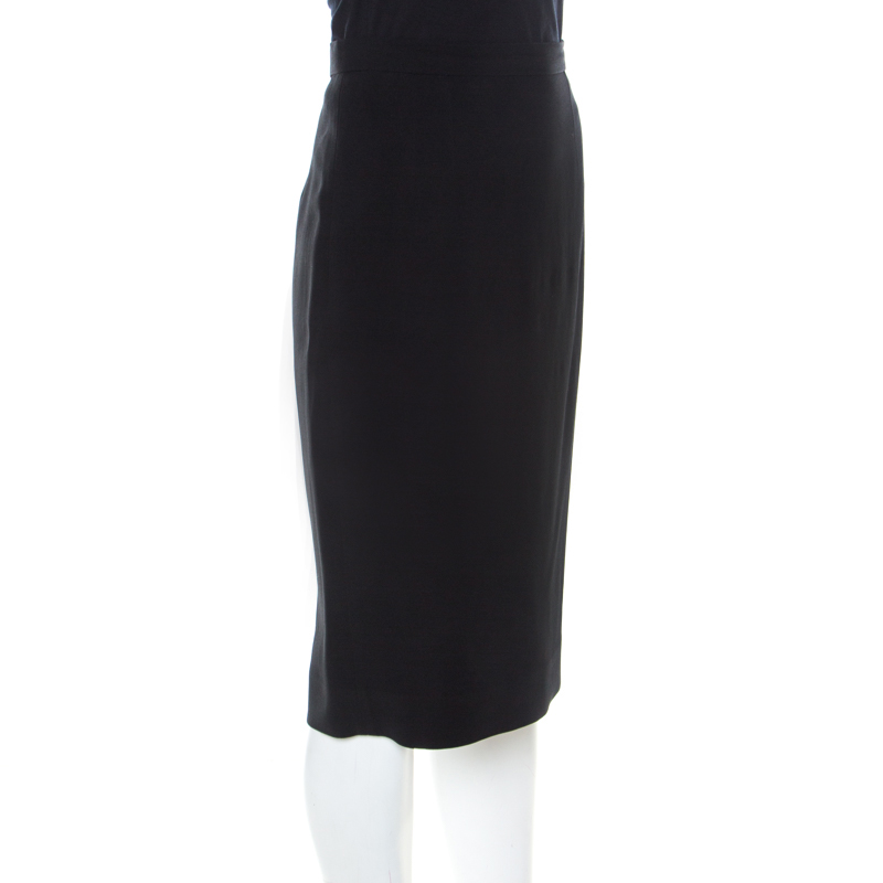 

Dolce and Gabbana Black Stretch Crepe Pencil Skirt